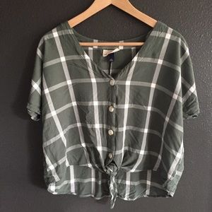 Universal Thread green plaid button up top